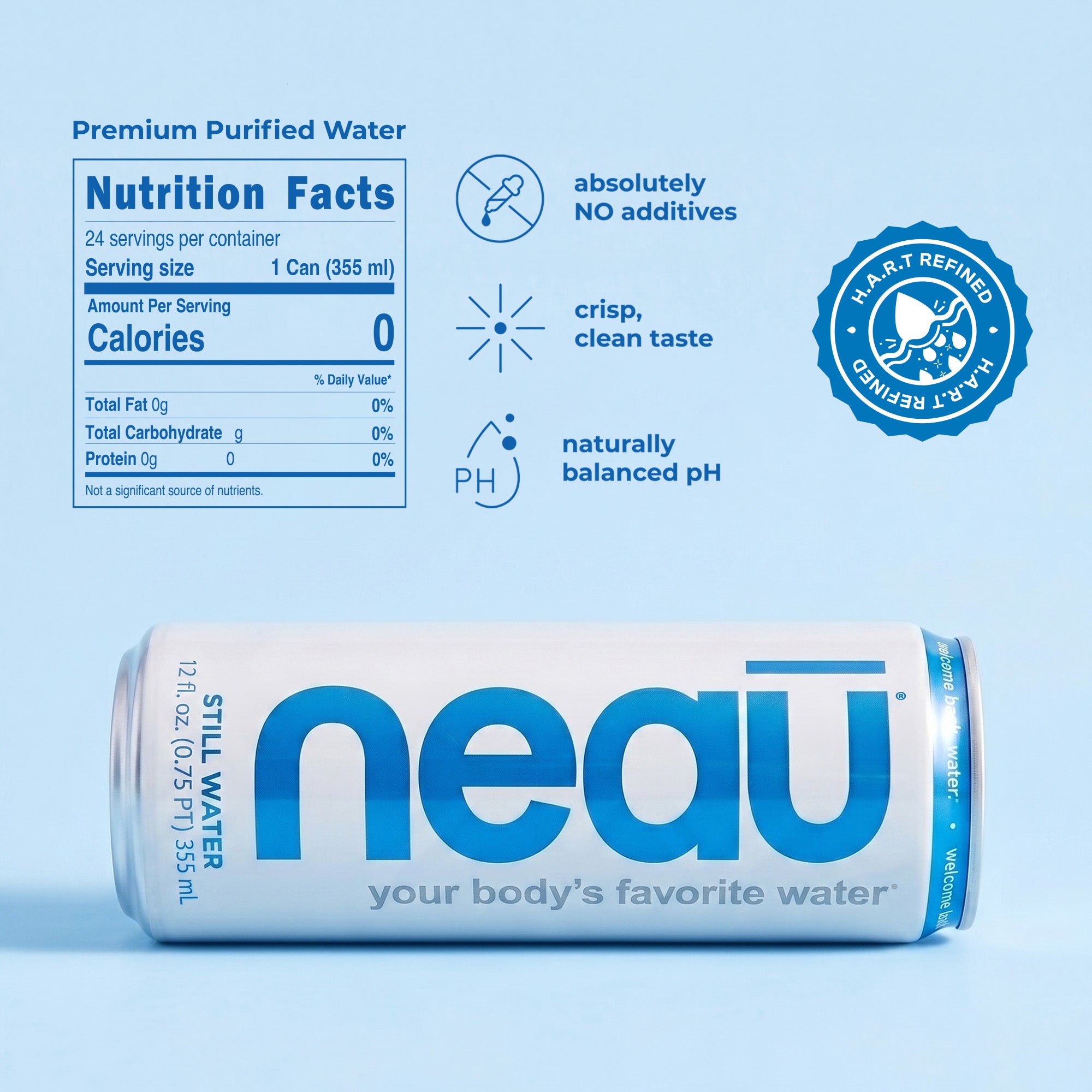 neaū Still Water – 12 oz Aluminum Cans (24 Pack)